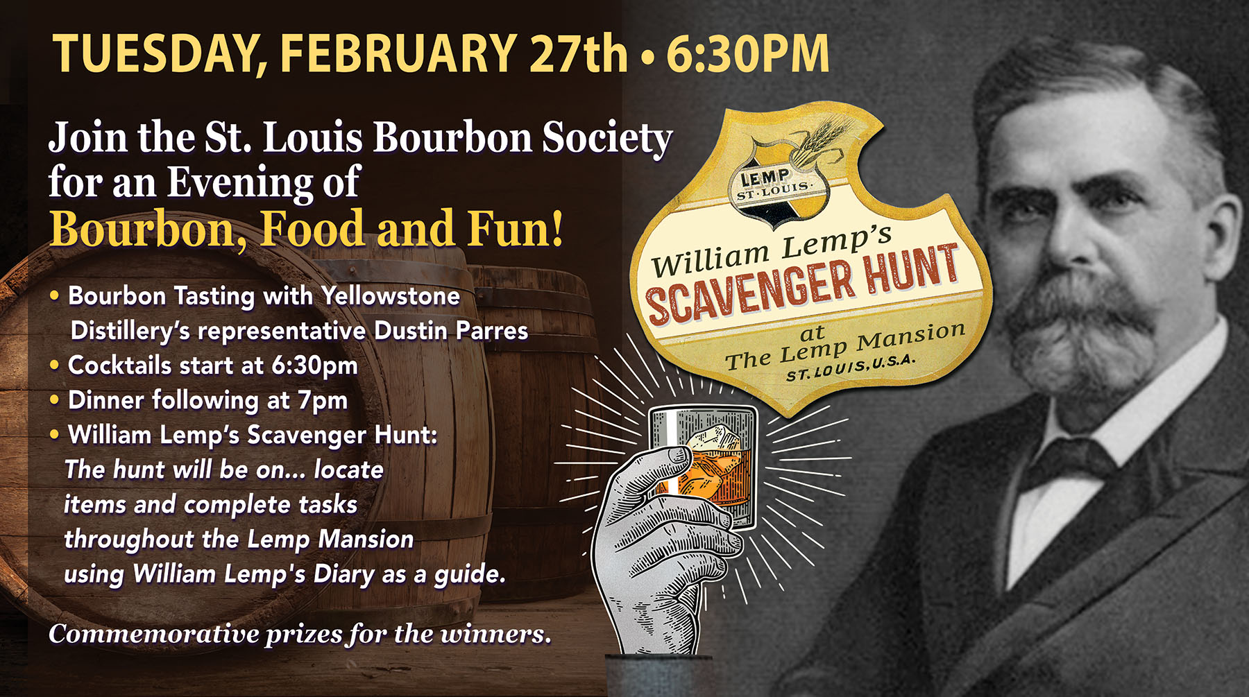 lemp mansion Bourbon Tasting, Dinner and Scavenger Hunt logo